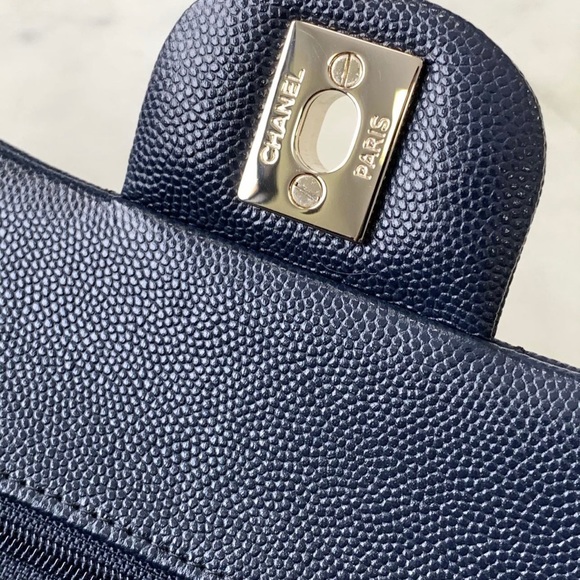 Chanel Small Classic Flap Caviar Navy Blue - Picture 9 of 9